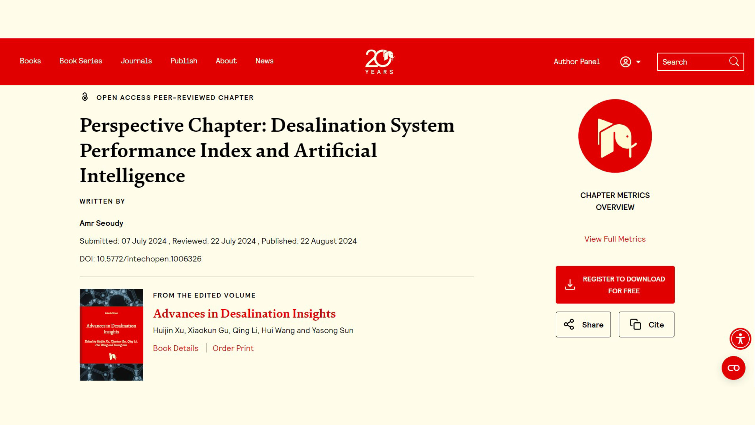 Advances in Desalination Insights